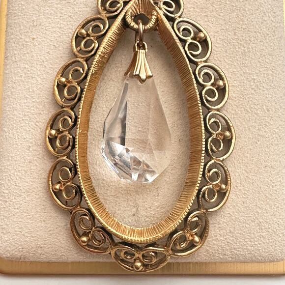 Tortolani Crislu VTG Crystals Beads Costume signed Necklace Makers Mark goldtone - Picture 5 of 16